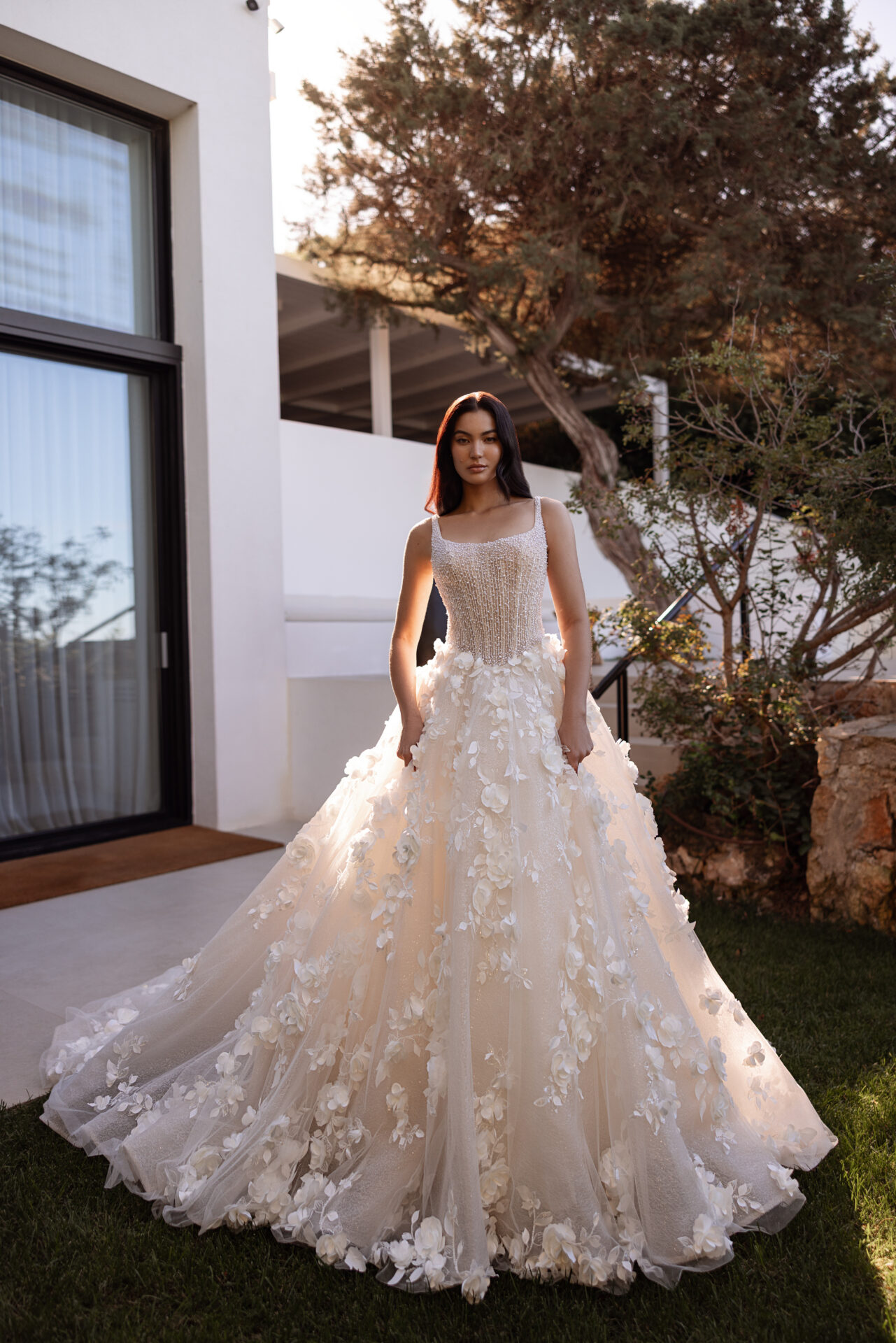 3D flower wedding dresses
